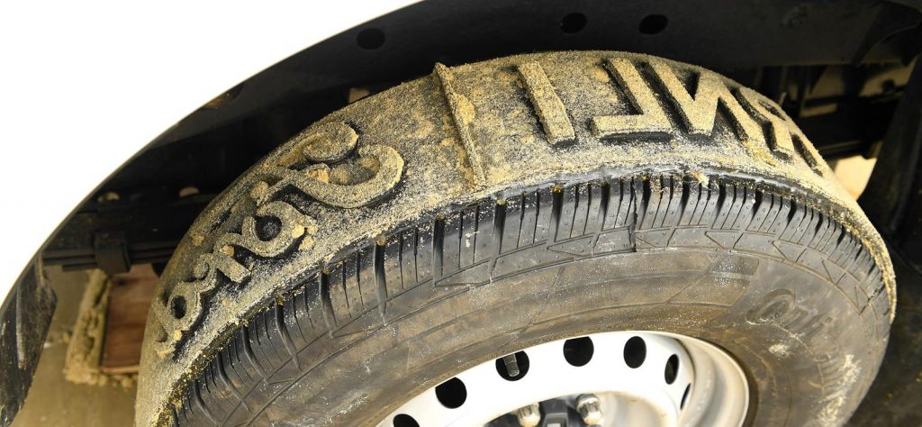 The Ford tyre leaves RNLI safety messages