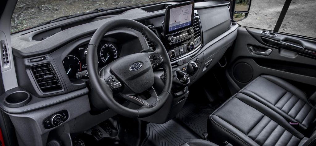 Leather interior in the Ford Transit Custom Trail