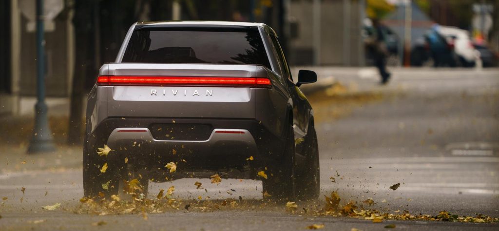 Rivian R1T Electric Pickup Truck on road