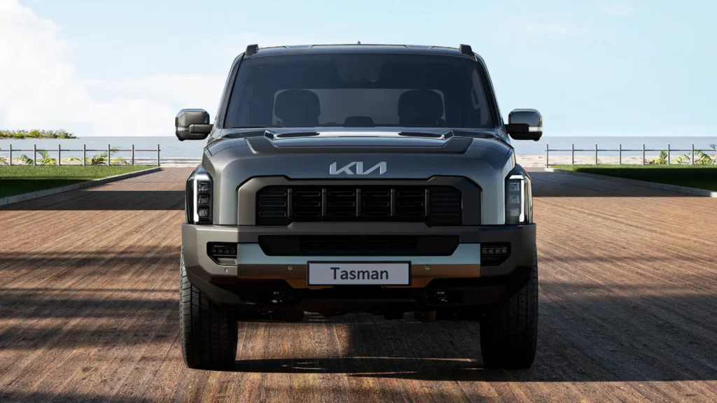 Kia Tasman pickup front grille view